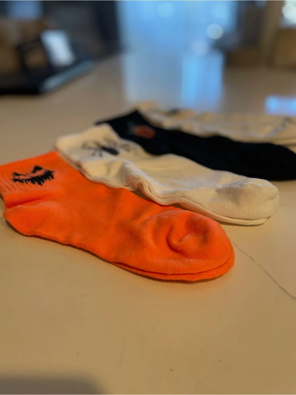Kids Halloween Crew Socks - Pack of 4 - Orange, White & Black